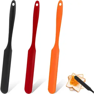 3 Pcs Silicone Jar Spatulas, Heat Resistant, Long Handle, for Jars, Jam Spreading, Cake Cream, Butter Spreading, Mixing Batter and Scraper