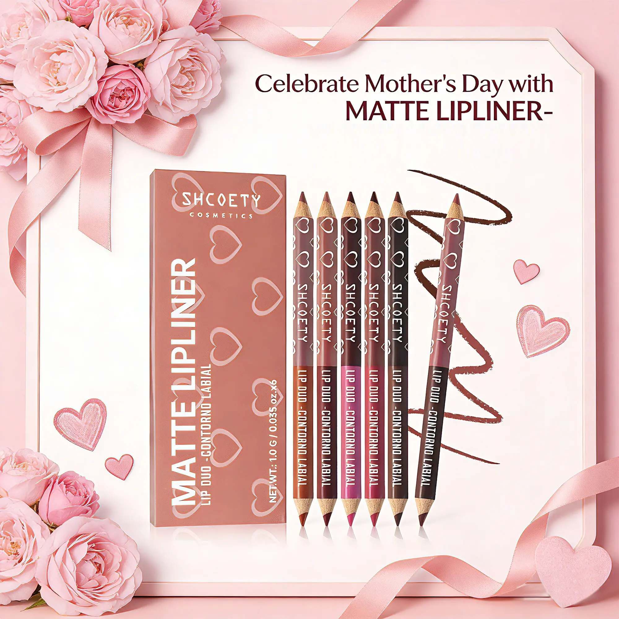 6 dual-ended lip liners, Cosmetic Lip Liner, 12 shades, covering everyday to festive tones, easily handle various occasions, perfect for gifting on Valentine's or Mother's Day, Lip Liner Pencil, Lipliner