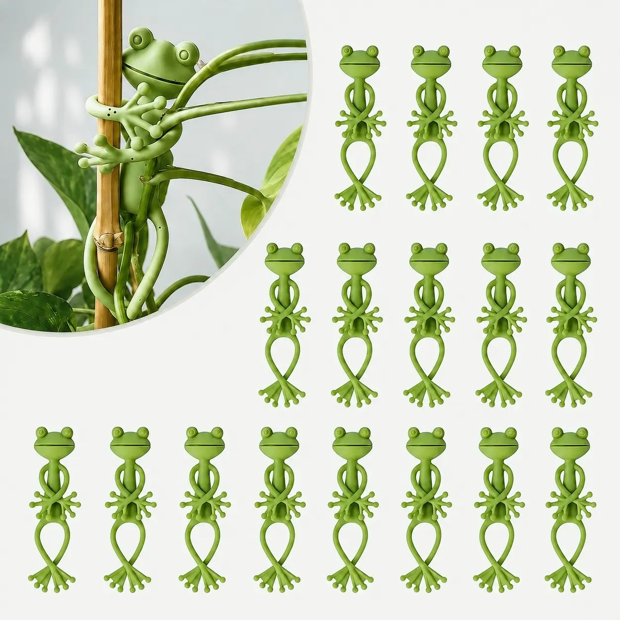20pcs Cute Frog Plant Support Clips, Frog Pot Huggers for Climbing Plants, Reusable Vine Clips, Indoor Outdoor Garden Decor, Plant Support Accessories