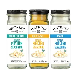 Watkins Organic Premium Popcorn Spice Combo Pack Multi-Flavor Variety Pack, 3-Pack White Cheddar,  Butter/Salt, Ranch Flavor