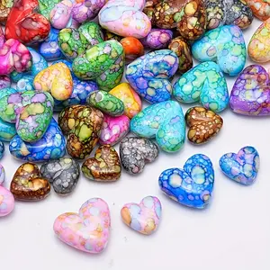30/60/90pcs Random Color Bright Stain Heart Shaped Acrylic Spacer Beads, Suitable For DIY Creative Jewelry Making, Bracelet Necklace Earrings Beaded Accessories