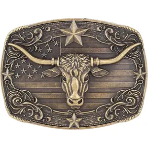 Cowboy Belt Buckle for Men Vintage Western Cowgirl Rodeo Longhorn bull Belt Buckles Detailed Craftsmanship Rustic Unique