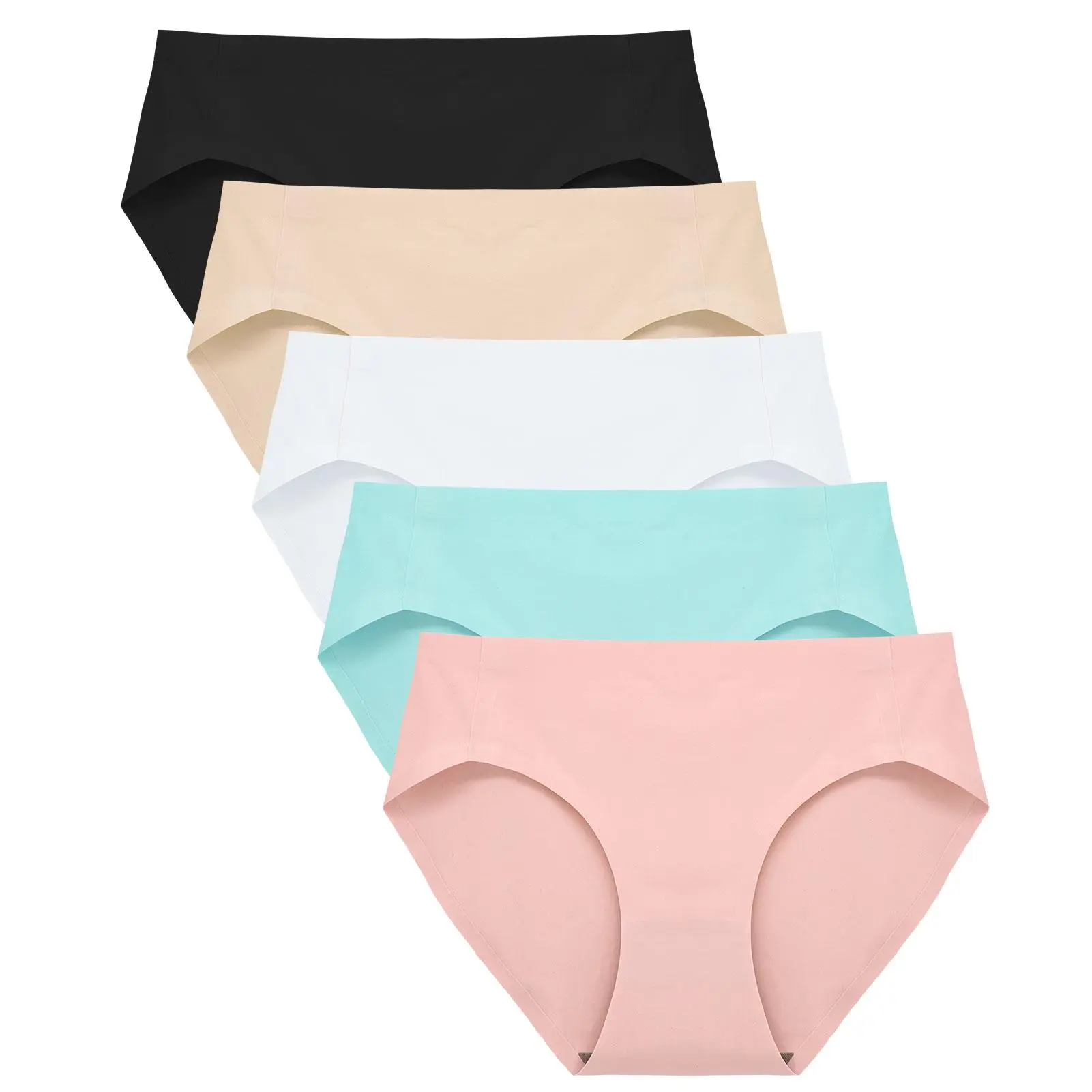 FallSweet Womens' Seamless High Cut Briefs No Show Underwear  Mid-waist Pack of 5 Fit Panty Womenswear Style