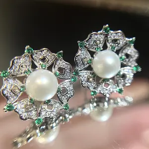 SR Pearl Co. Beautiful Earring with Green Real Freshwater Pearl Elegent Style, 14K Gold Filled Everyday Wear Women Gift