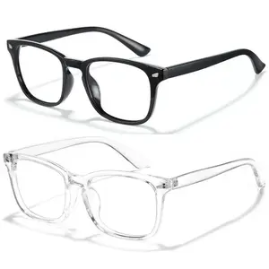 Clear Square Blue Light Blocking Glasses, Transparent Full-Rim Frame, Anti-Fatigue & UV Protection, Ideal for Work, Gaming & Daily Screen Time