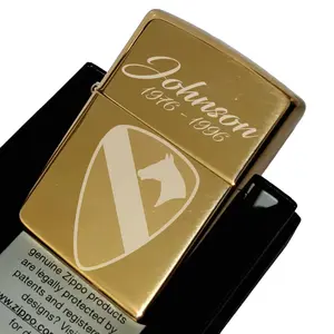 Zippo Custom Engraved Golden Brass Lighter 254B Personalized with Photo and Text of Choice Authentic & New Gift for Any Occasion