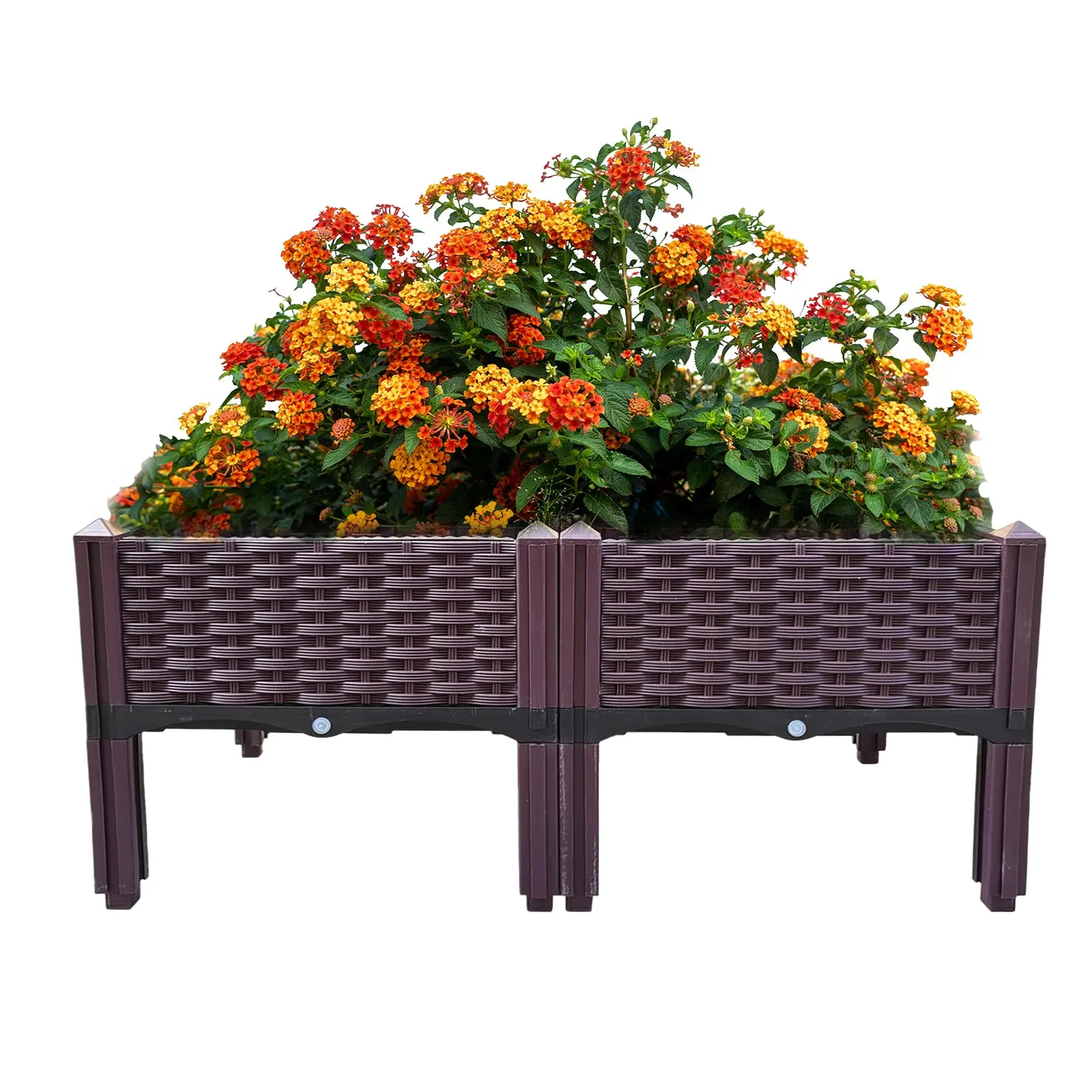 Square Raised Vegetable Planter with Drainage System, Suitable for All Weather, Can Increase The Balcony Planting Box Pot Garden, Lawn, Flowerpot, Outdoor Railingpot Box, Rectangular Flowerpot Box, Creative Festival Flowerpot