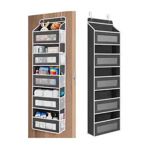 Over The Door Hanging Organizer – 5-Tier Storage Rack with 10 Large Pockets, Anti-Tilt Design, Clear & Mesh Compartments for Bathroom, Bedroom, Dorm, Baby Items & Back to School Storage