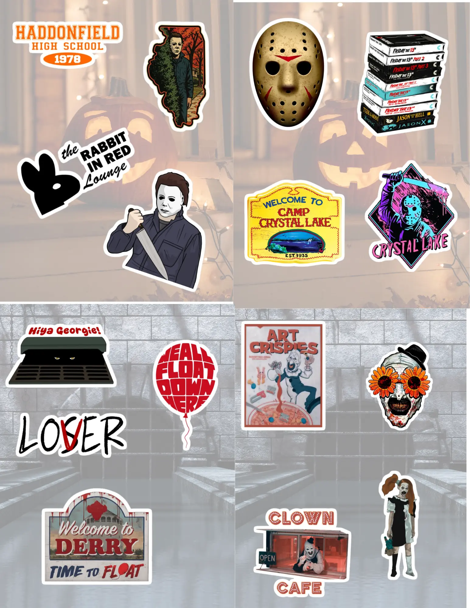 Horror Movie Sticker Packs - Halloween Michael Myers - Pennywise Derry ...