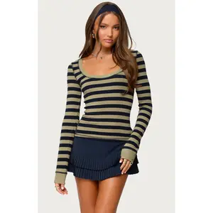 Edikted Women's Rainey Striped Long Sleeve Top