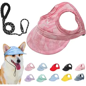 Outdoor Sun Protection Hood for Dogs, Adjustable Sun Hat for Dogs, Pet Dog Sun Protection Visor Hat with Ear Holes, Dog Hat for Large, Medium and Small Dogs (Cloudy Pink, L - Medium Dogs)