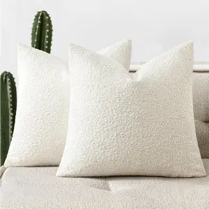 2-Piece Cushion Cover Set, Modern Minimalist Design with Soft Short Fleece, Solid Color Loop Yarn Sofa Backrest, Decorative Cushion Covers for Living Room and Bedroom Sofas