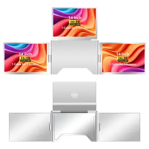 S780 14" Portable Quad Monitor for Laptop, 1 Cable for 3 Displays, 16:10 1200P FHD IPS Triple Screen Extender, Compatible with Windows/macOS, MacBook M1/M2/M3/M4, Foldable Laptop Monitor Extender for Work, Trading, Meetings, Gaming
