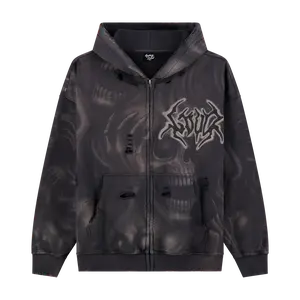GHOST SKULL ZIP UP HOODIE