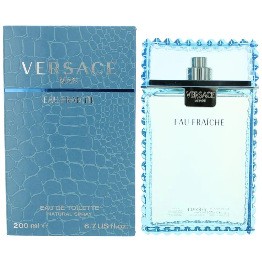 Versace Man Eau Fraiche by Versace, 6.7 oz EDT Spray for Men, Aquatic Fresh, Lemon, Cedar, Everyday Luxury Men's Fragrance