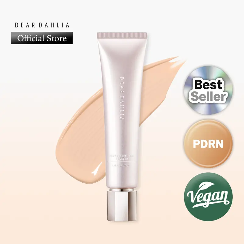 DEARDAHLIA PDRN Daily Defense Tinted BB Cream - 40ml Tube, Medium Coverage, Lightweight Vegan Cosmetic, Moisturizing, Centella Extract, Blur Effect, Titanium Dioxide BB & CC Creams, Cruelty-Free, Dewy Flawless Skin Finish, All Skin Types