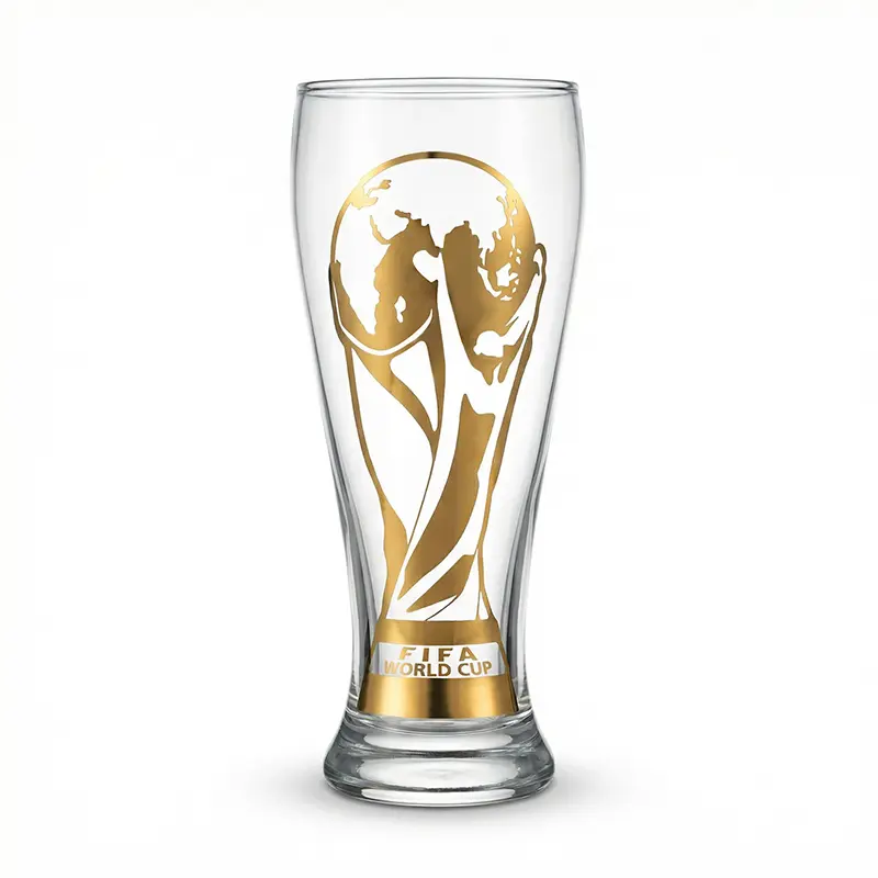 【FIFA WORLD CUP 2026 】Gold Stamped Classic Beer Glass Set 11oz Craft Beer Glasses for Pilsner IPA & More Drinkware