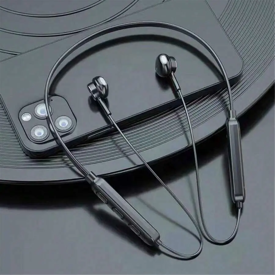 Wireless Bluetooth 5.2 Neckband Headphones Stereo HiFi Sound Noise-Proof Sports Earbuds with Microphone Ergonomic Design for Comfort and Stability