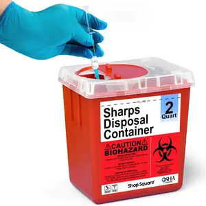 Sharps Container, Sharps Containers for Home Use, Needle Disposal Containers, Sharps Disposal Container, Biohazard Containers, Small Sharps Container - 2 Quart