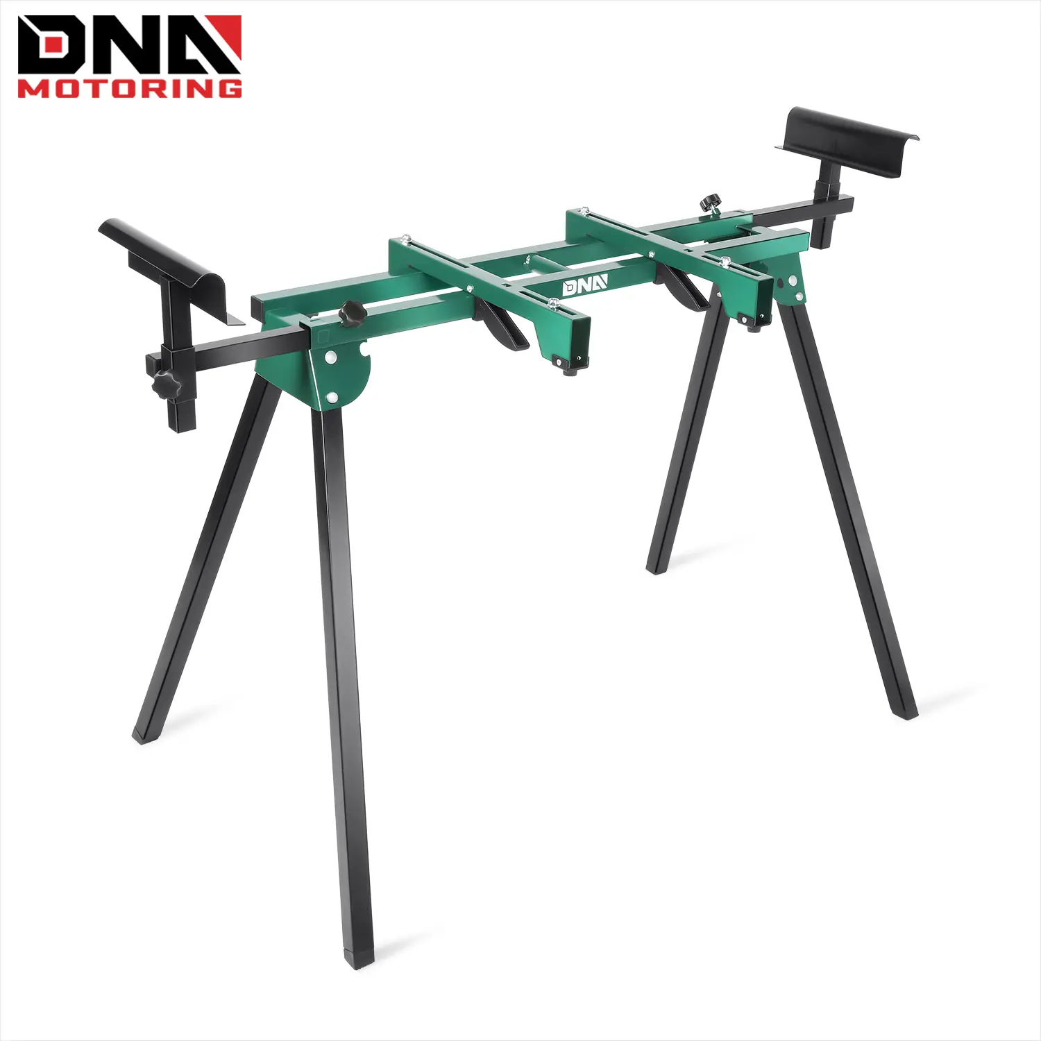 Compact Folding Miter Saw Stand, Miter Saw Adapter for Car Repair & Inspection Tools, Quick-Fold Design, Telescopic Arms, 220LB Load Support, 92.5" Max Sliding Rail, Quick-Attach Tool, Release Mounting Brackets, Green Portable Accessory