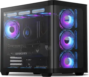 DarkFlash DPW90 ATX Gaming PC Case with 270° Curved Glass & Dual 360mm Liquid Fans Ready for RTX 5090