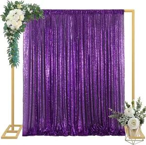 Purple Sequin Backdrop 7ftx7ft for Photo Booth Wedding Curtain Glitter Fabric Shiny Durable Sparkle Decoration