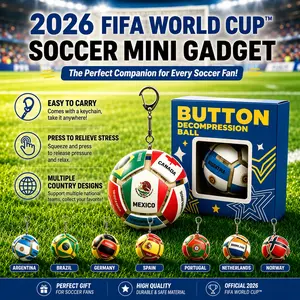2026 Soccer Button Stress Ball Keychain – Press & Pop Fidget Toy, Mini Football Anxiety Relief Toy for Fans & Kids
