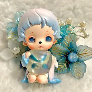 Inosoul Mistery Box Doll with Blue and Clear Crystals on a Silver Setting - Perfect for Smartphone Users
