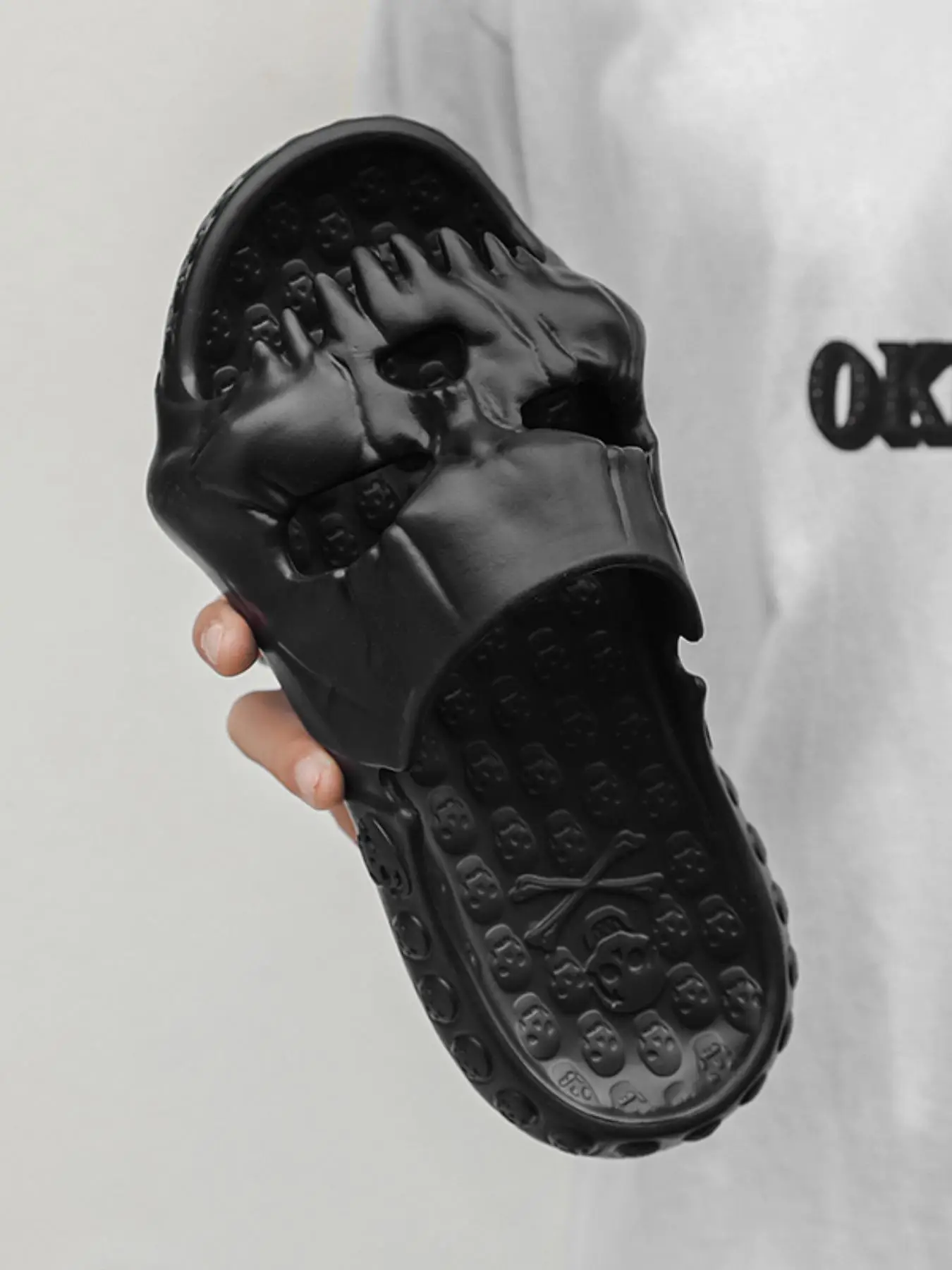 Men's Casual Hollow Out Skull Design Slippers for Beach Holiday Vacation, New Trendy Funny Cozy Slippers for Summer 2024, Fashion Comfortable Men's No