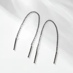 Threader Earrings 925 Sterling Silver Long Chain Earrings Bar/Ball Wrap Threader Drop Earrings for Women Lightweight Minimalist Mother's Day Jewelry Gifts Set