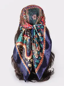 Vintage Classic Full Print Scarf Square Towel, Large Size 90cm Satin Cloth, Women's Fashion Hair Scarves Neck Tie Headscarf Decoration All Seasons Decorative Accessory