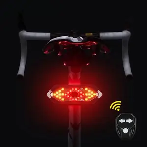 Smart Bike Tail Light USB Rechargeable, Bicycle Turn Signals with Remote Control, Bicycle Blinker, Waterproof Safety Warning, Back Lights for Night Riding