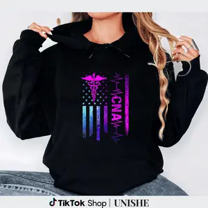 100% Cna Long Sleeve Hoodie – Certified Nursing Assistant Clothing Hoodied Men Women Cotton Pullover