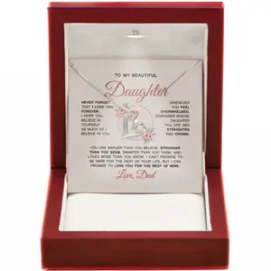 To My Daughter Gifts from Dad - You’re Loved Beyond Words, Sentimental Necklace for Birthdays, Graduation, or Special Milestones