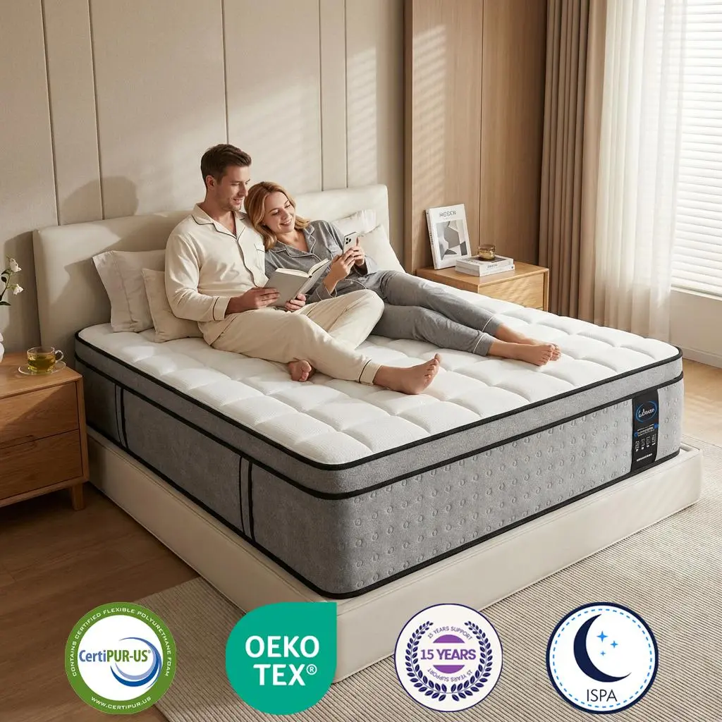LETMOON 14 inch California King Size Medium Firm Hybrid Mattress in a Box with Lumbar Support,Extra Thick Foam Mattress with Breathable Knitted Cover,Cooling Gel Memory Foam,Independent Pocket Coils,Strong Edge Support,Pressure Relief,Easy Setup