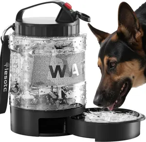 Lesotc Large Dogs Water Bowl Dispenser Portable Sturdy 2 in 1 Combo for Walking Camping Hiking On The Go Park Car Walking Accessories