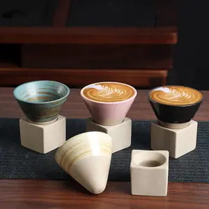 Ceramic Coffee Cup, 1 Count Creative Cone Shaped Coffee Cup with Saucer & Spoon, Drinking Cup for Home Office Use, Drinkware