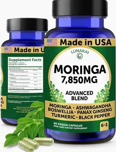 Lunakai USA Made Pure Moringa Capsules – Advanced Moringa Leaf Extract Supplement with Ashwagandha, Boswellia, Ginseng & Turmeric, 60ct
