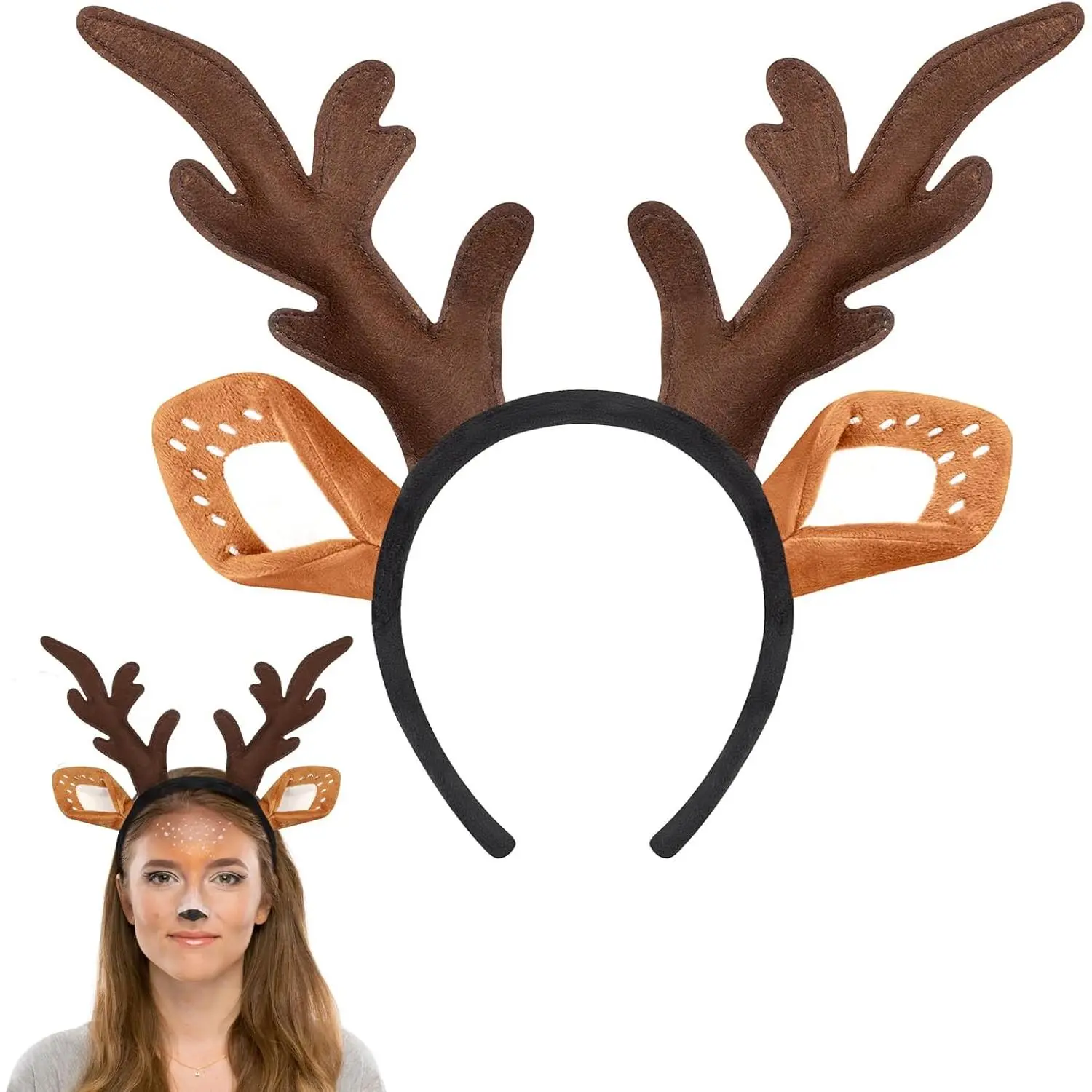 Headband, Cute Reindeer  Headband Horns Ears Hairband for Halloween Christmas Festival