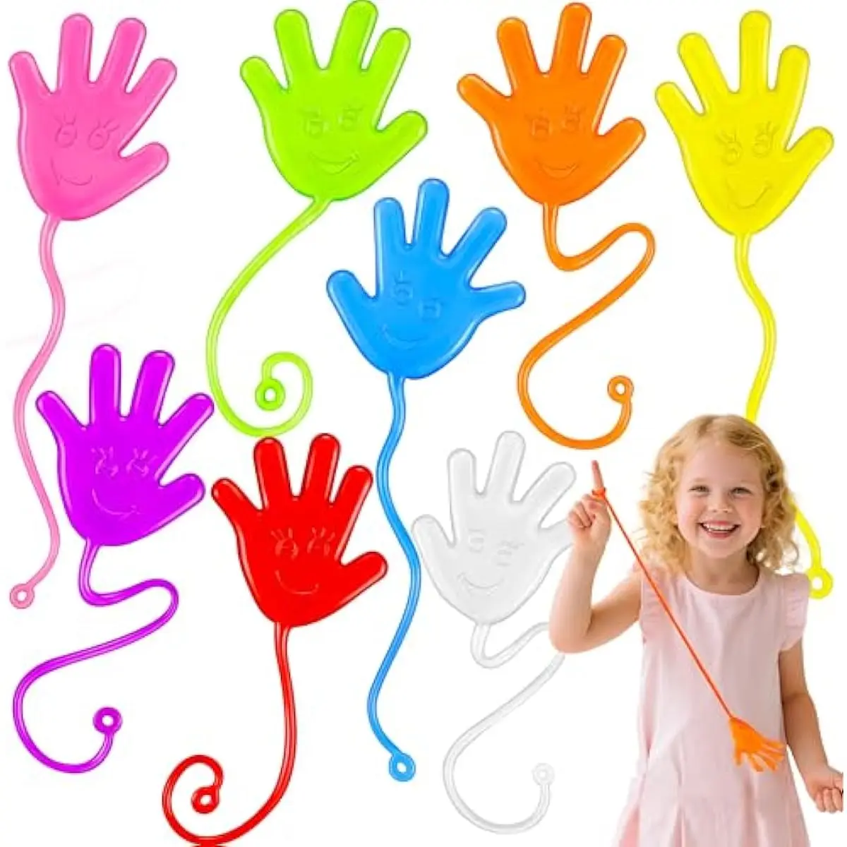 Large 24Pcs Sticky Hands Party Favors, Party Favors Set for Kids, Holiday Traditions, Classroom Treasure Box Carnival Prizes Bulk Pinata Stuff Glitter Toys, Goodie Bags