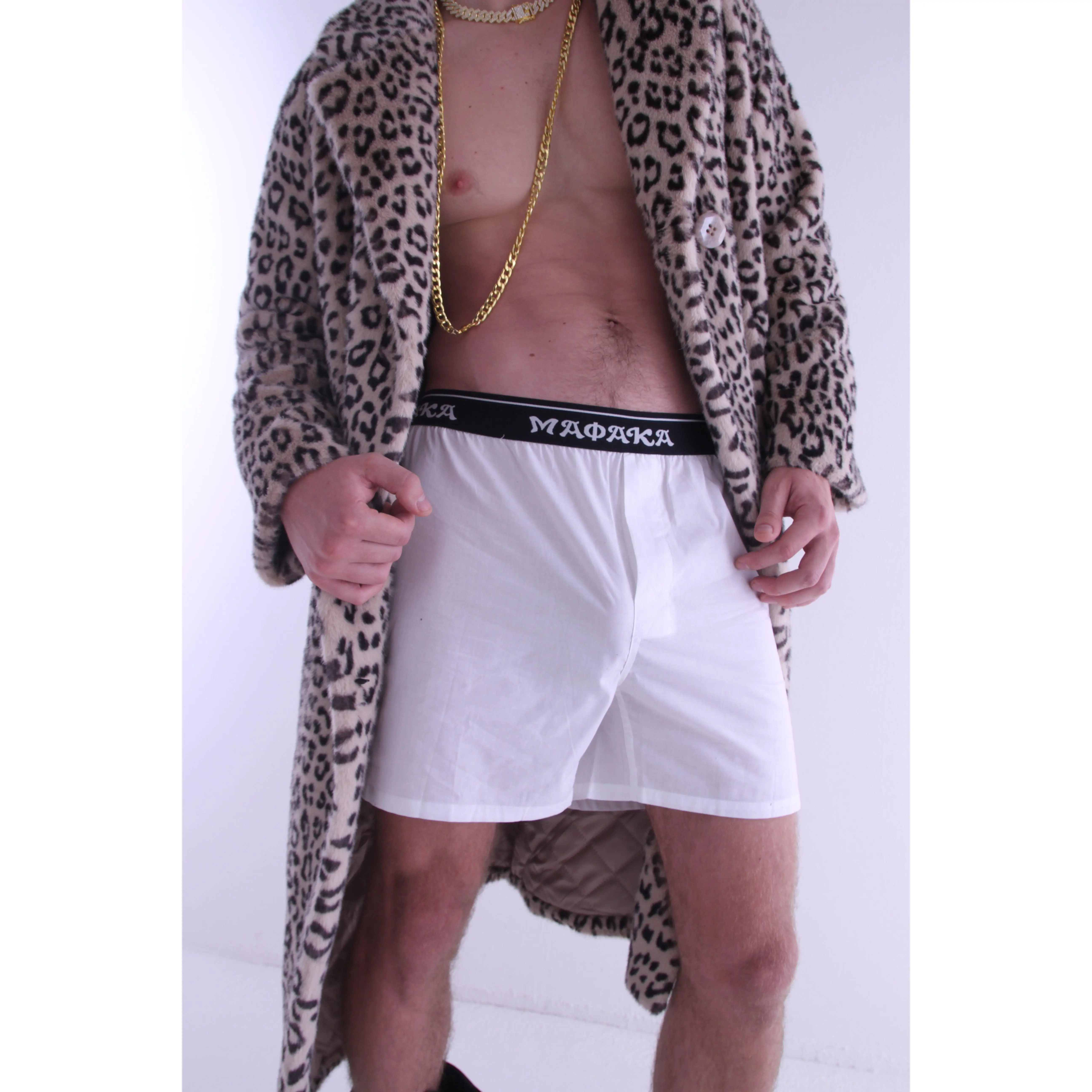 Mafaka Men's Classic Fit 100% Cotton Cholo Style White Boxer