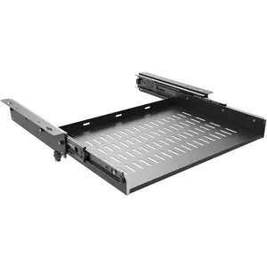 Sliding Under Desk Laptop Mount Shelf with Air Vents, W 16.3" x D 12" Metal Under Desk Slide Out Tray for Laptop (16 Inch Wide)