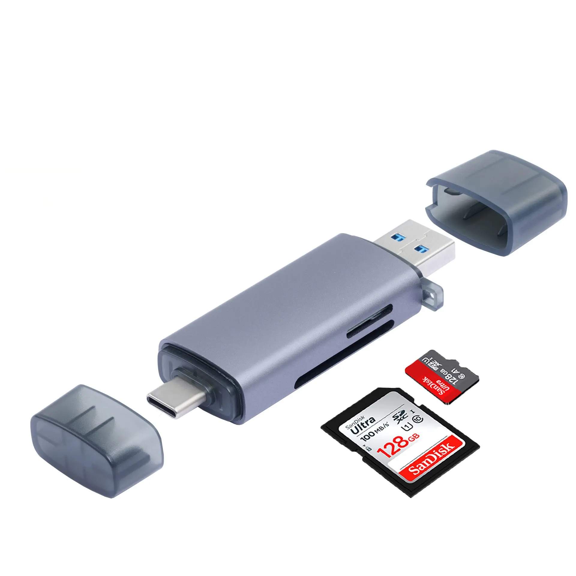 5-in-1 Multiport OTG Adapter Computer Accessories - Micro USB, Type-C, TF/SD Card Reader, USB-C U Disk for Data Transfer (Compatible with MacBook, Samsung Devices)