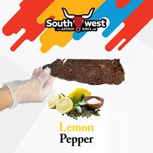 Southwest Artisan Beef Jerky Lemon Pepper Handmade Dried Protein Snack Natural Crunchy Taste USDA Choice Beef Organic Flavor