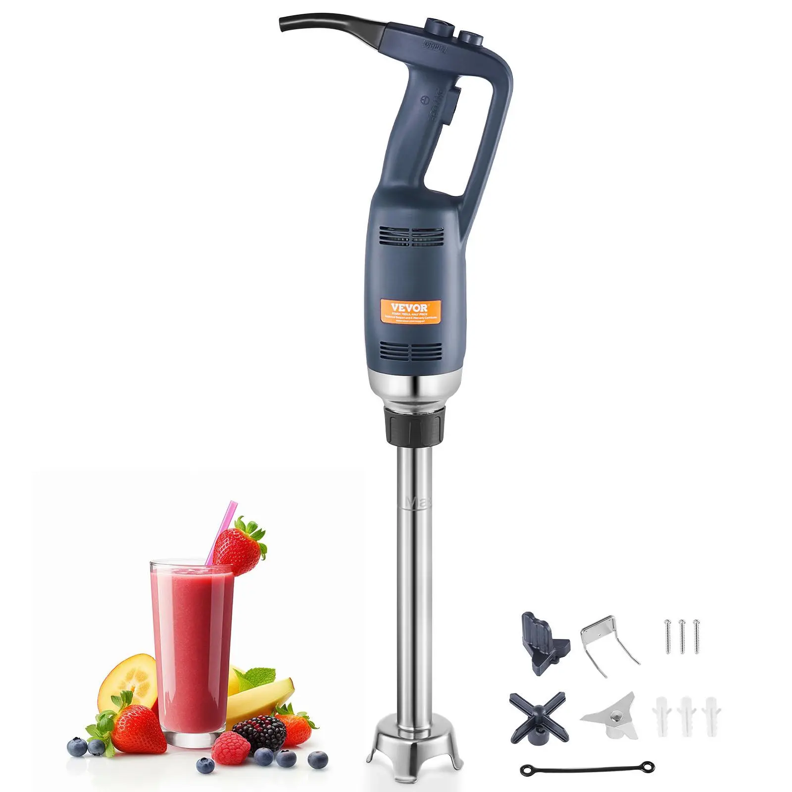 【Summerfinds】VEVOR Commercial Grade Copper Immersion Blender, 350W Heavy Duty 16in Stepless Variable Speed Mixer with Stainless Steel Blade, Palm-Grasped Comfortable Grip Portable Mixer with Hook for Foam, Soup, Sauces