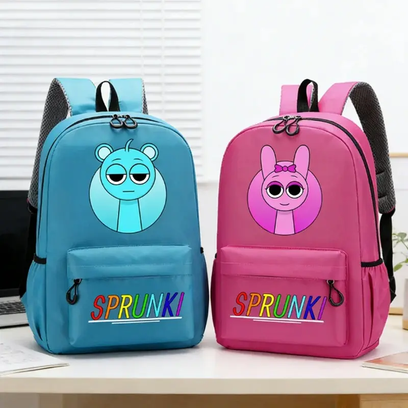 New Sprunkis School Bag Cute Anime Figure Print Oxford Cloth Backpack Fashion Waterproof Load Reduction Student Laptop Bags Gift