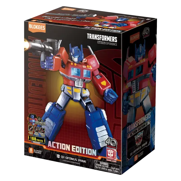Blokees Transformers G1 Optimus Prime Collectible Robot Toy | Action Edition with Light-Up Features
