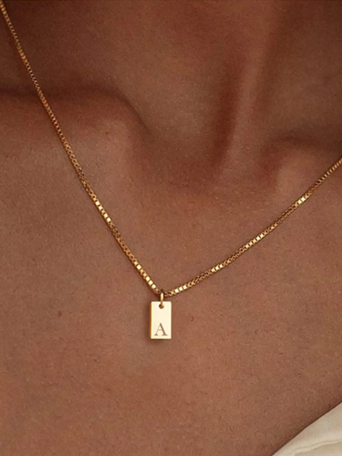 Unisex Elegant 26 Letter Design Pendant Necklace, Vintage Trendy Square Shaped Pendant Mexican Necklaces, Fashionable Jewelry for Women & Men As Gift