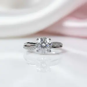 6.5mm 1ct Round Cut Diamond Option Cross Design Engagement Ring