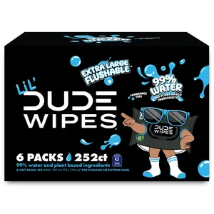 LiL' DUDE Flushable Wipes, Extra Large Fragrance Free Wet Wipes, 252 Count, 6 Pack adult wet